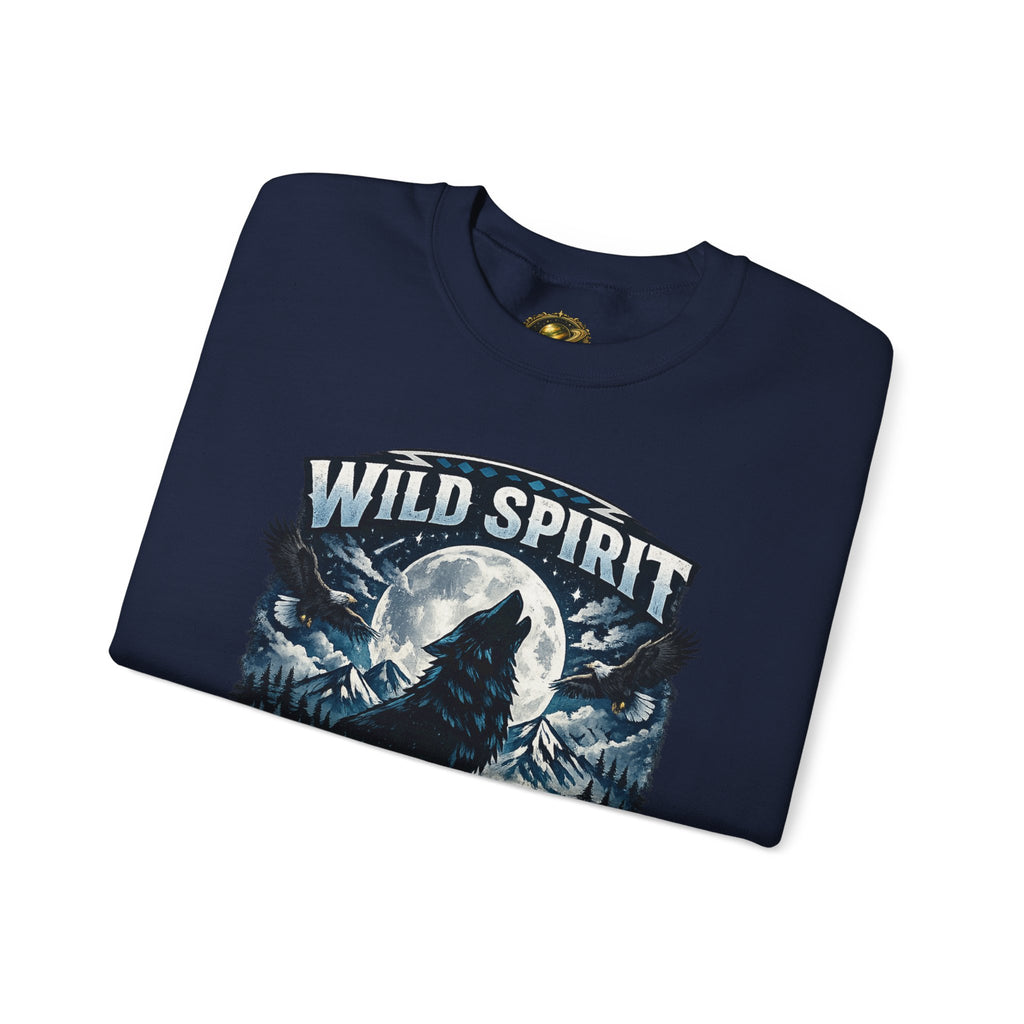 Wolf Moon Crewneck Sweatshirt — "Wild Spirit" Graphic Pullover
