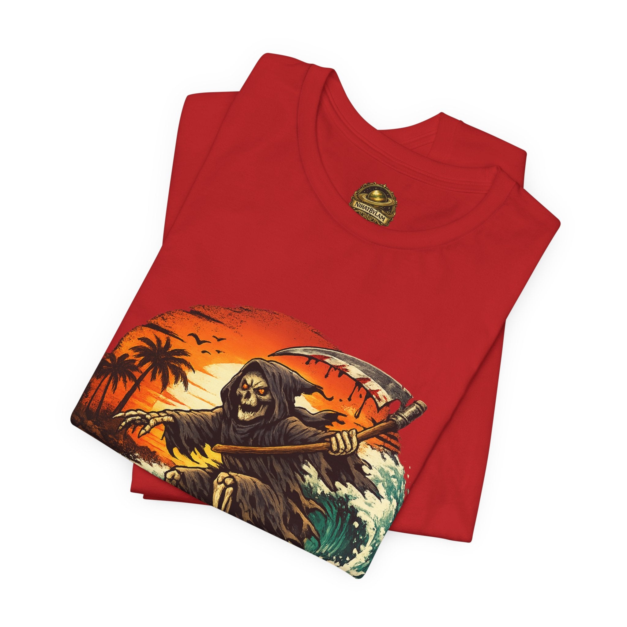 Ride the Reaper Surf T‑Shirt — Grim Reaper Surfing Graphic Tee