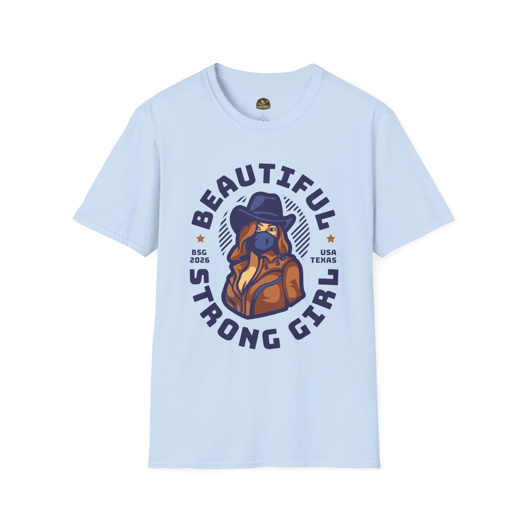 T-Shirt — "Beautiful Strong Girl" Graphic Tee (Cowgirl Illustration)