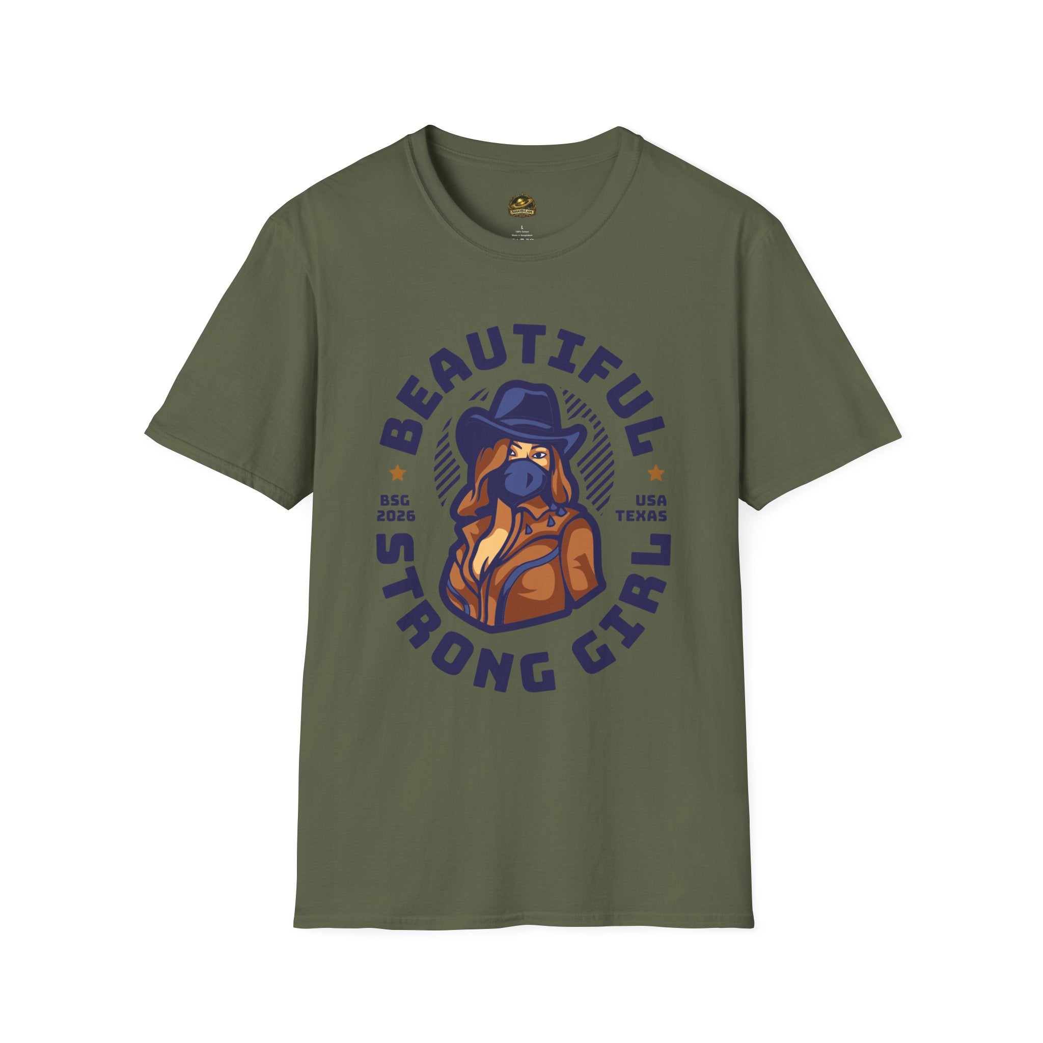 T-Shirt — "Beautiful Strong Girl" Graphic Tee (Cowgirl Illustration)