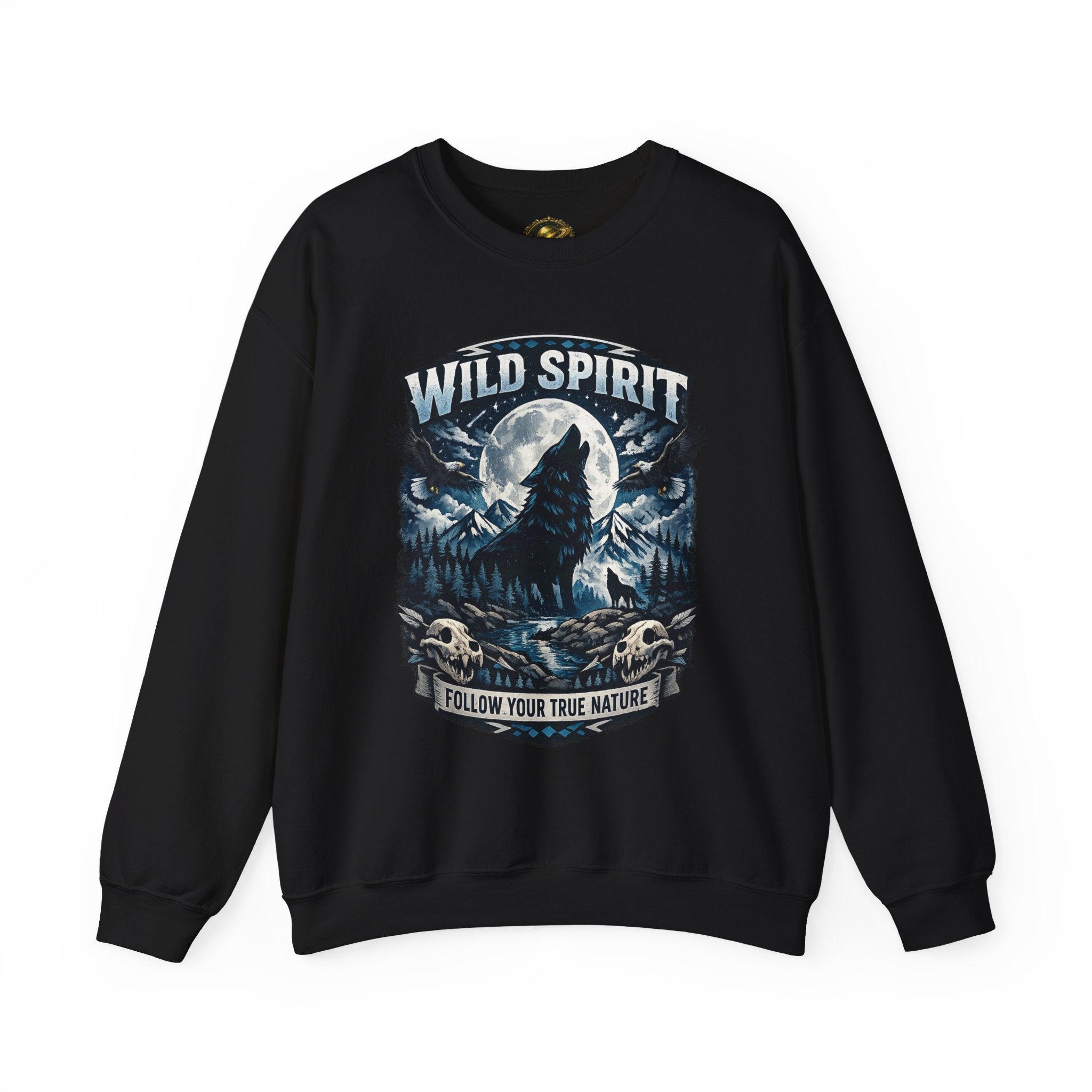 Wolf Moon Crewneck Sweatshirt — "Wild Spirit" Graphic Pullover