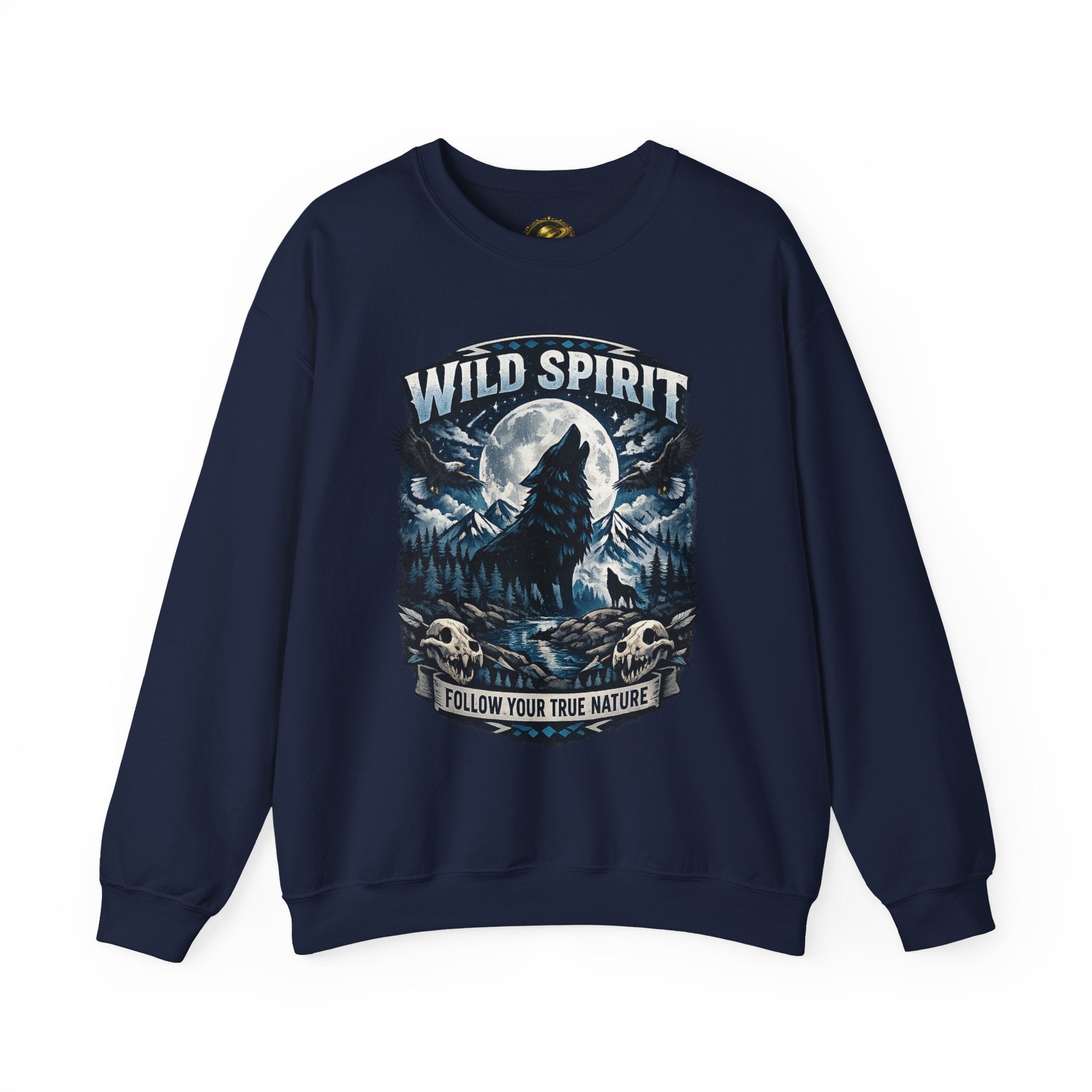 Wolf Moon Crewneck Sweatshirt — "Wild Spirit" Graphic Pullover