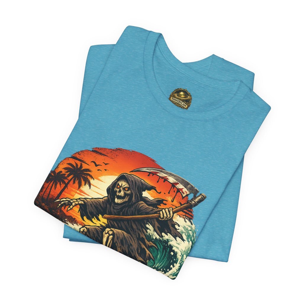 Ride the Reaper Surf T‑Shirt — Grim Reaper Surfing Graphic Tee