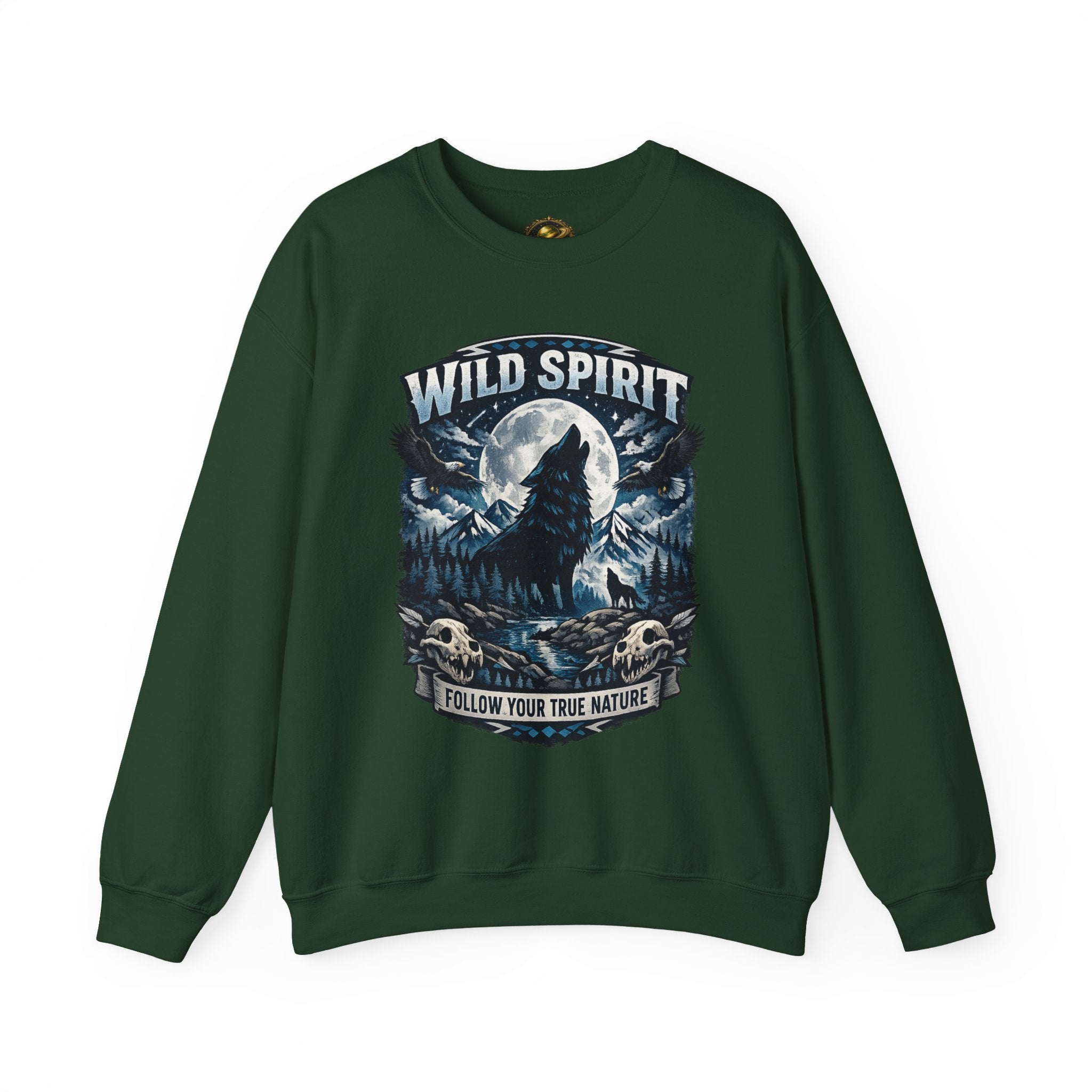 Wolf Moon Crewneck Sweatshirt — "Wild Spirit" Graphic Pullover