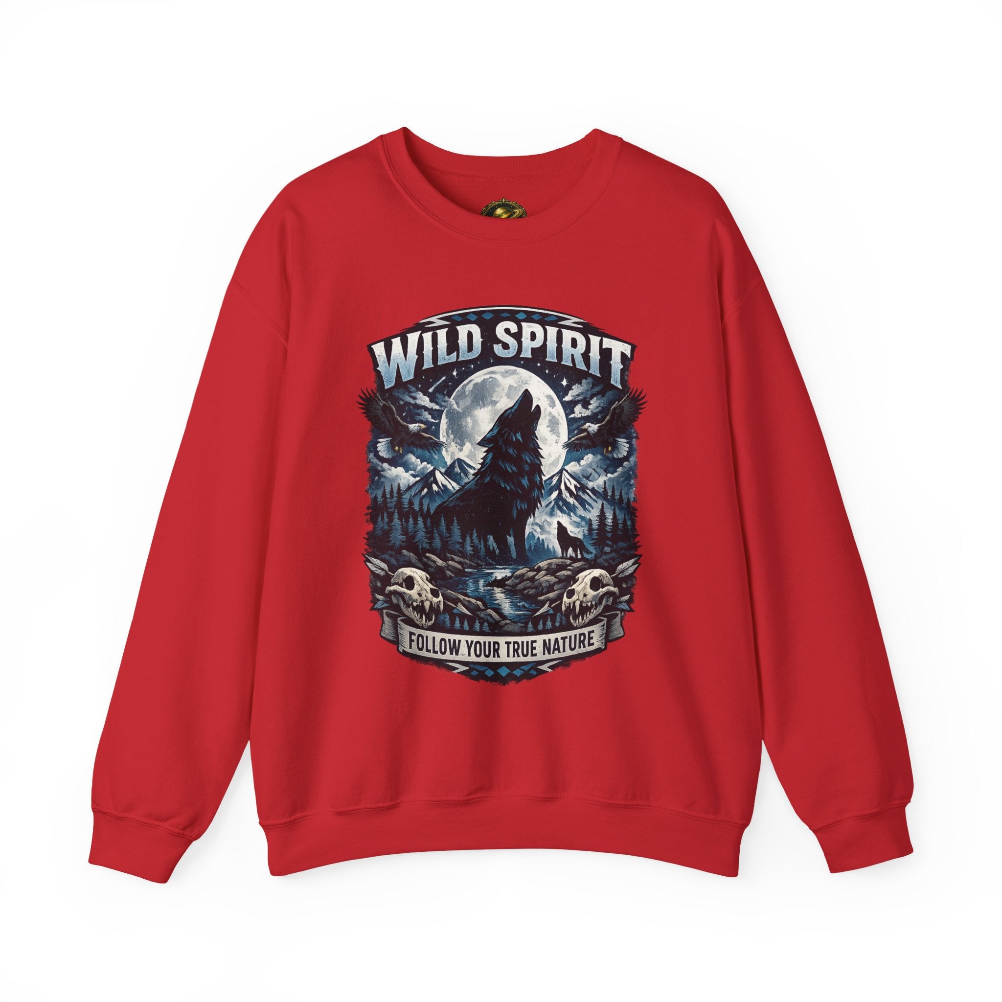 Wolf Moon Crewneck Sweatshirt — "Wild Spirit" Graphic Pullover