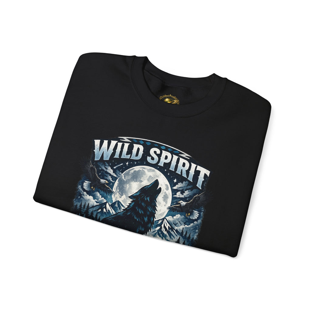 Wolf Moon Crewneck Sweatshirt — "Wild Spirit" Graphic Pullover