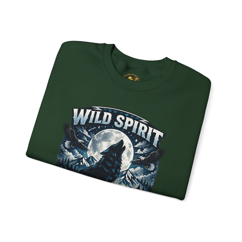 Wolf Moon Crewneck Sweatshirt — "Wild Spirit" Graphic Pullover
