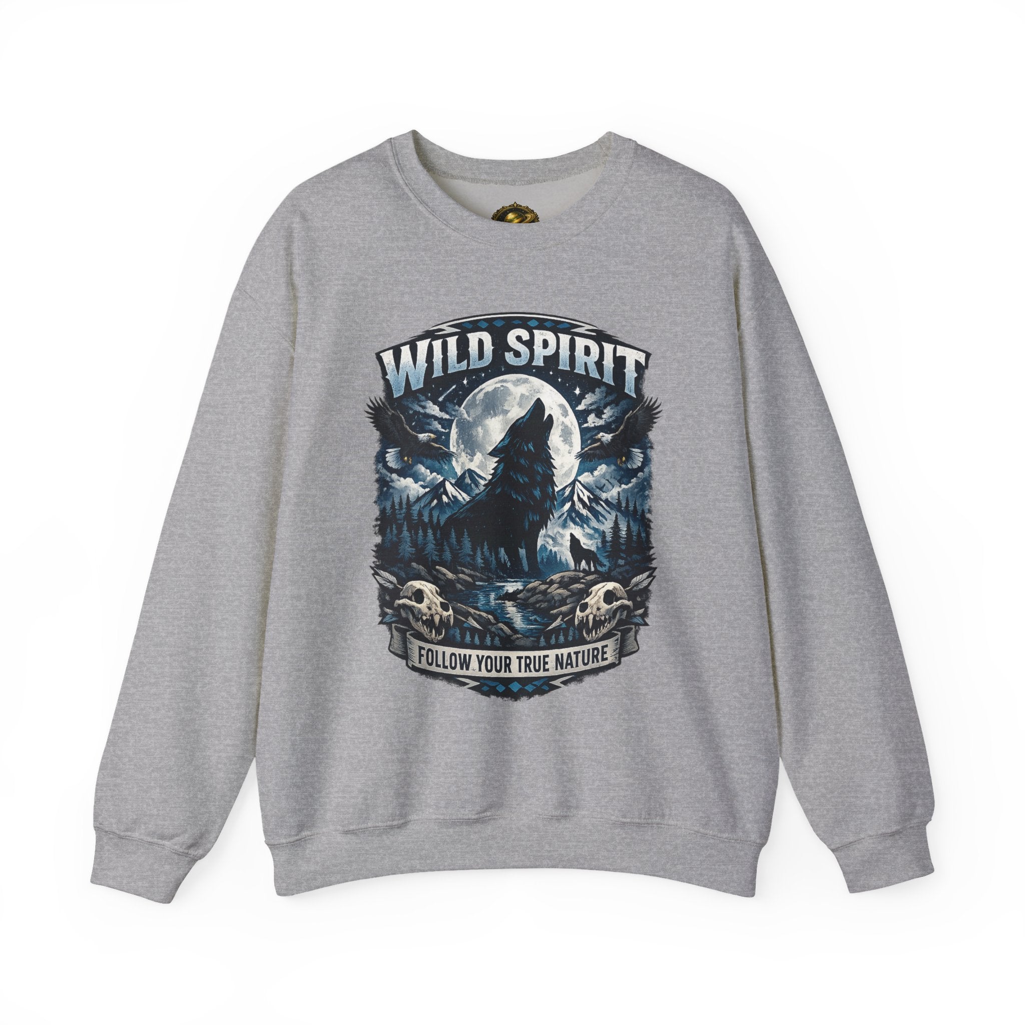 Wolf Moon Crewneck Sweatshirt — "Wild Spirit" Graphic Pullover
