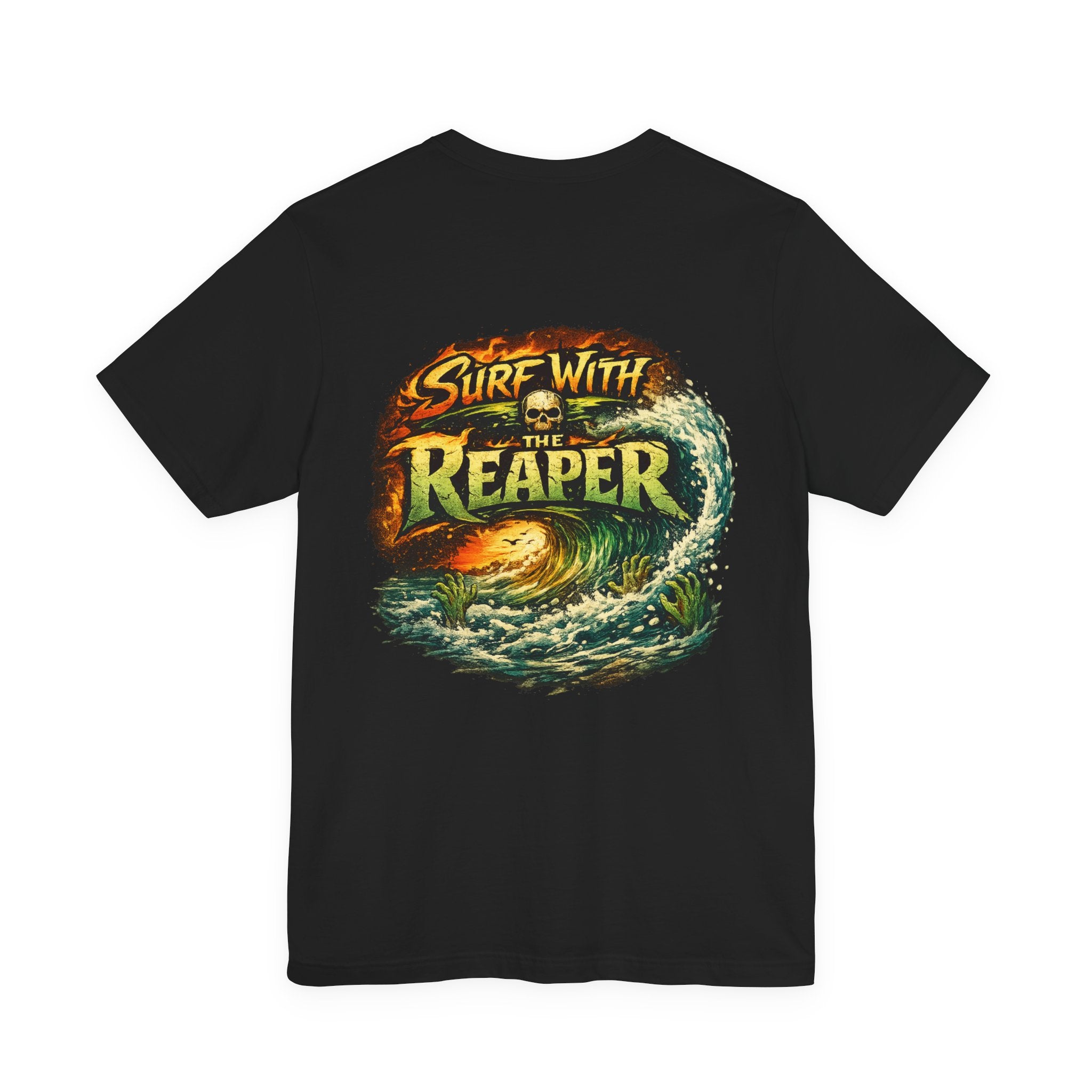 Ride the Reaper Surf T‑Shirt — Grim Reaper Surfing Graphic Tee