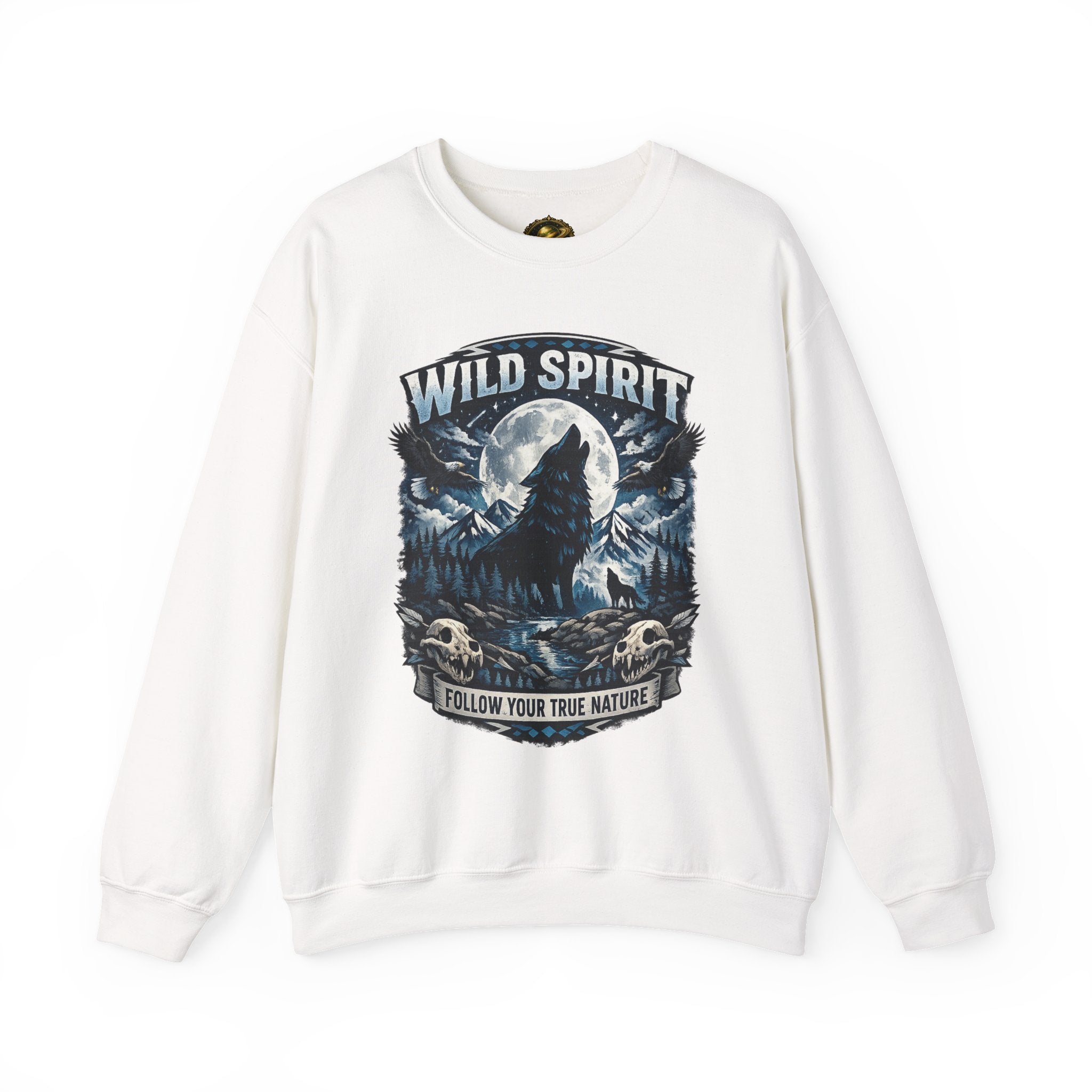 Wolf Moon Crewneck Sweatshirt — "Wild Spirit" Graphic Pullover